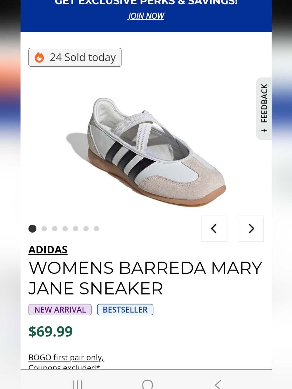 adidas Barreda Mary Jane Sneakers - White / Black / Gum - Picture 3 of 3